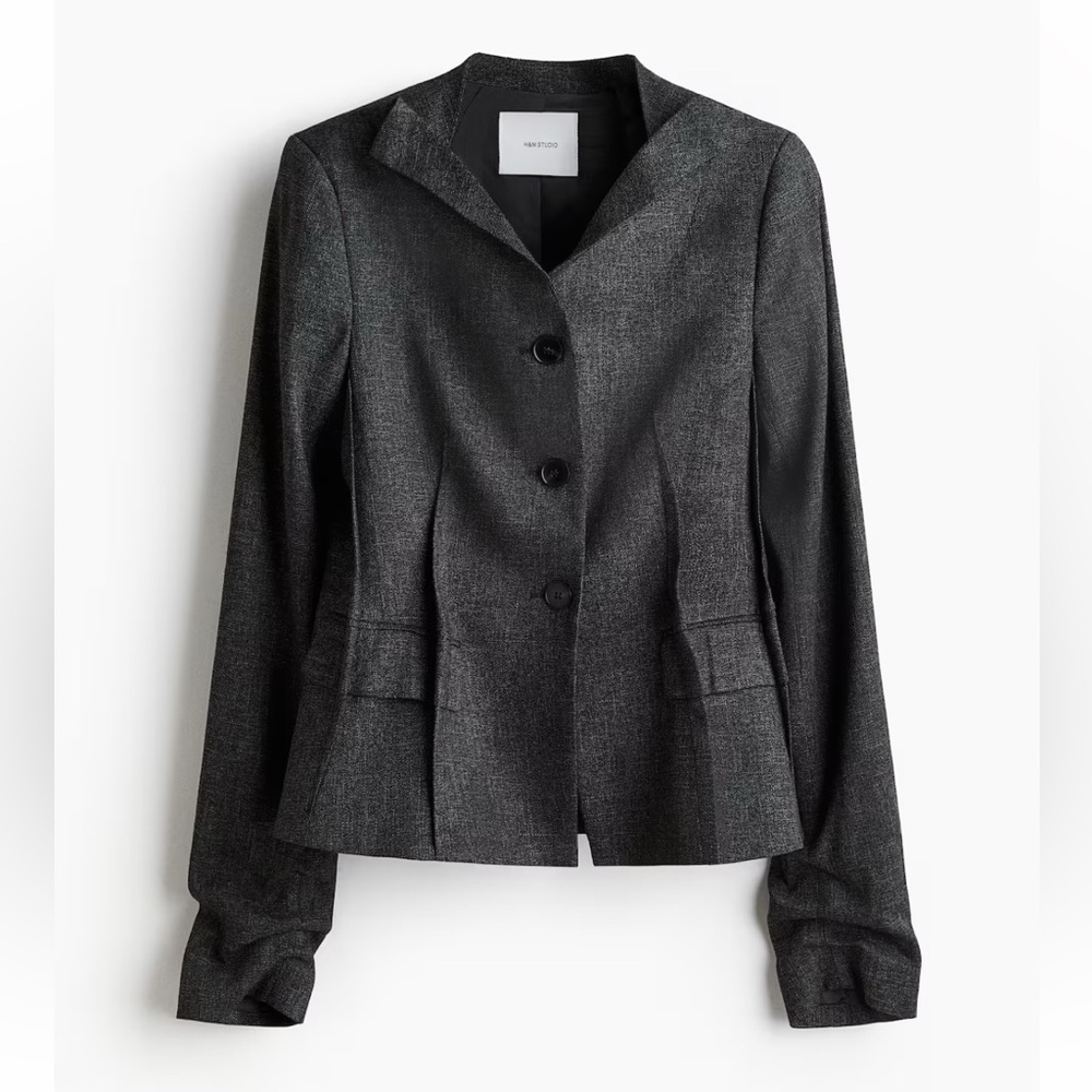 H&M STUDIO COLLECTION
NWOT WOOL-BLEND DARK GRAY BLAZER SIZE LARGE - Picture 2 of 7